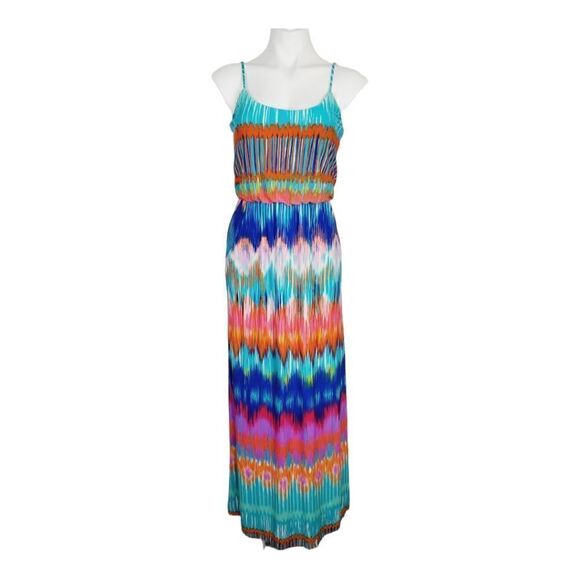 Bisou Bisou Michele Bohbot colorful stripe maxi dress with pockets Size 4 - Picture 1 of 6